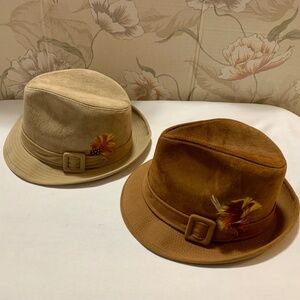 Lot 2 Vintage Churchill Mens Classic Felt Fedora Hats - 1 Brown & 1 Tan - Size 7